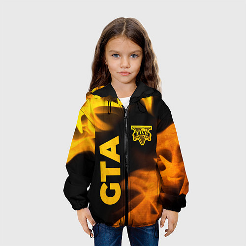 Детская куртка GTA - gold gradient: надпись, символ / 3D-Черный – фото 3