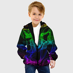 Куртка с капюшоном детская Разноцветный неоновый дым, цвет: 3D-черный — фото 2
