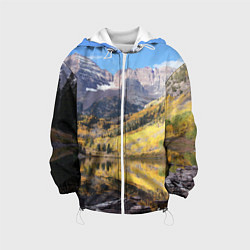 Куртка с капюшоном детская Красивая река между гор, цвет: 3D-белый