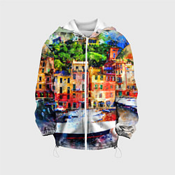 Куртка с капюшоном детская Картина красочный город, цвет: 3D-белый