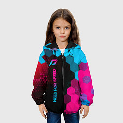 Куртка с капюшоном детская Need for Speed - neon gradient: по-вертикали, цвет: 3D-черный — фото 2