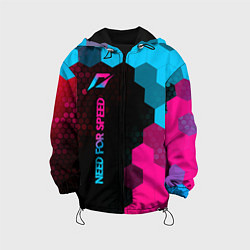 Куртка с капюшоном детская Need for Speed - neon gradient: по-вертикали, цвет: 3D-черный