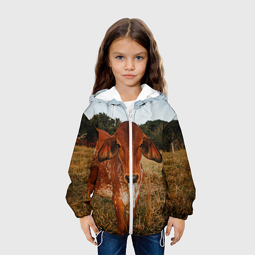 Детская куртка Коровка на поле / 3D-Белый – фото 3