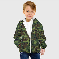 Куртка с капюшоном детская Камуфляж лес - мелкий, цвет: 3D-белый — фото 2