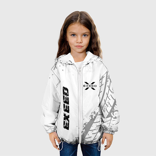 Детская куртка Exeed speed на светлом фоне со следами шин: надпис / 3D-Белый – фото 3