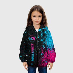 Куртка с капюшоном детская Mass Effect - neon gradient: по-вертикали, цвет: 3D-черный — фото 2