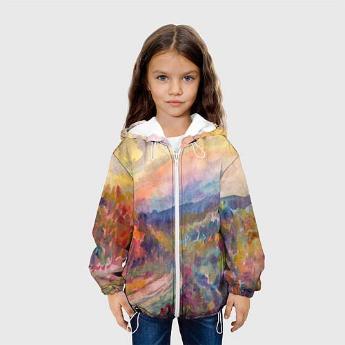 Детская куртка Осенний пейзаж акварель / 3D-Белый – фото 3