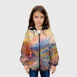Куртка с капюшоном детская Осенний пейзаж акварель, цвет: 3D-черный — фото 2