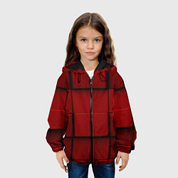 Куртка с капюшоном детская Абстрактная красные кубики-стена, цвет: 3D-черный — фото 2