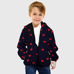 Куртка с капюшоном детская Сердечки, цвет: 3D-черный — фото 2