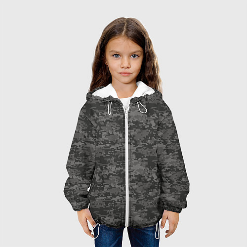 Детская куртка Камуфляж AOR-2 серый пиксель / 3D-Белый – фото 3