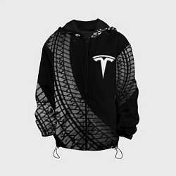Куртка с капюшоном детская Tesla tire tracks, цвет: 3D-черный