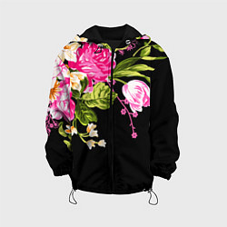 Куртка с капюшоном детская Букет цветов, цвет: 3D-черный