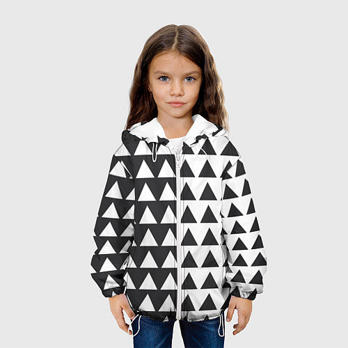 Детская куртка Черно-белые треугольники паттерн / 3D-Белый – фото 3