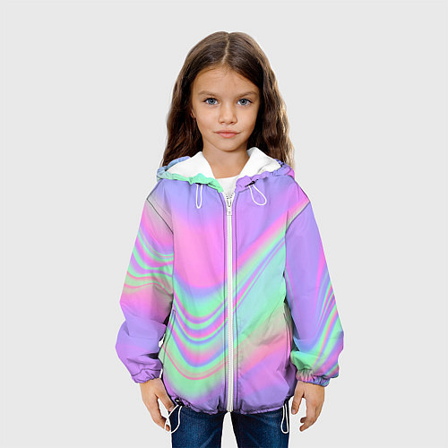 Детская куртка Цветные волны / 3D-Белый – фото 3