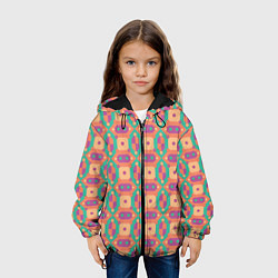 Куртка с капюшоном детская Паттерн мозайка, цвет: 3D-черный — фото 2