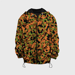 Куртка с капюшоном детская Камуфляж осенний лес мелкий, цвет: 3D-черный