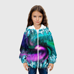 Куртка с капюшоном детская Кристаллы и северное сияние, цвет: 3D-белый — фото 2