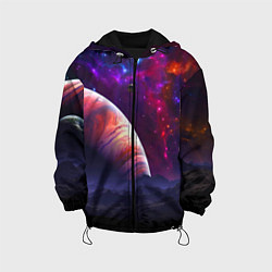 Куртка с капюшоном детская Бесконечное космическое пространство - Планета, цвет: 3D-черный