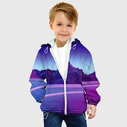 Куртка с капюшоном детская Neon mountains - Vaporwave, цвет: 3D-белый — фото 2