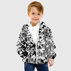 Куртка с капюшоном детская Городской пиксель камуфляж, цвет: 3D-белый — фото 2