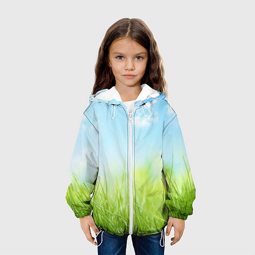 Детская куртка Зелень и небо / 3D-Белый – фото 3