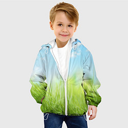 Куртка с капюшоном детская Зелень и небо, цвет: 3D-белый — фото 2