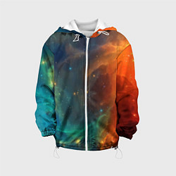 Куртка с капюшоном детская Столкновение двух космических галактик, цвет: 3D-белый