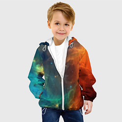 Куртка с капюшоном детская Столкновение двух космических галактик, цвет: 3D-белый — фото 2