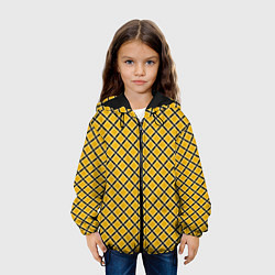 Куртка с капюшоном детская Черно-желтый клетчатый узор, цвет: 3D-черный — фото 2