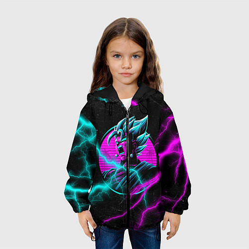 Детская куртка Неоновый Гоку Блек молния lightning / 3D-Черный – фото 3
