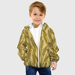Куртка с капюшоном детская Винтажные колоски пшеницы, цвет: 3D-белый — фото 2