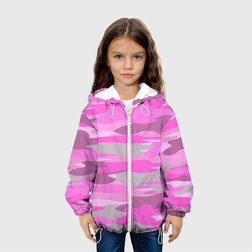 Детская куртка Милитари детский девчачий розовый / 3D-Белый – фото 3