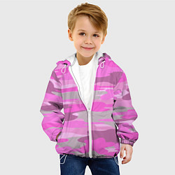 Куртка с капюшоном детская Милитари детский девчачий розовый, цвет: 3D-белый — фото 2