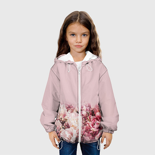 Детская куртка Нежные розовые цветы в букете / 3D-Белый – фото 3