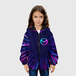 Куртка с капюшоном детская Mazda neon speed lines, цвет: 3D-черный — фото 2