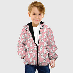 Куртка с капюшоном детская Зайчики паттерн, цвет: 3D-черный — фото 2
