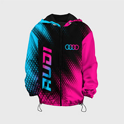 Куртка с капюшоном детская Audi - neon gradient: надпись, символ, цвет: 3D-черный