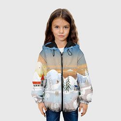 Куртка с капюшоном детская Новогоднее настроение - пейзаж, цвет: 3D-черный — фото 2