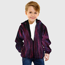 Куртка с капюшоном детская Сине-красный мех, цвет: 3D-черный — фото 2