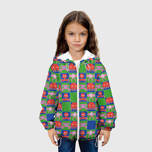 Детская куртка Пиксельный рисунок поп арт / 3D-Белый – фото 3