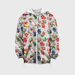 Куртка с капюшоном детская Christmas Pattern, цвет: 3D-белый