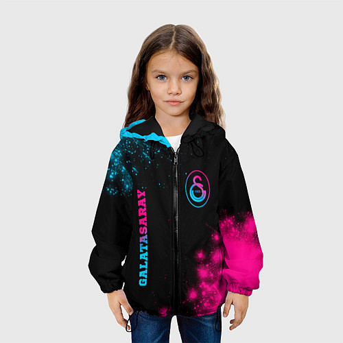 Детская куртка Galatasaray - neon gradient: надпись, символ / 3D-Черный – фото 3
