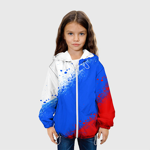 Детская куртка Флаг России - триколор / 3D-Белый – фото 3