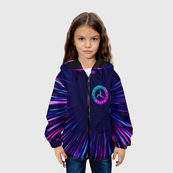 Куртка с капюшоном детская Mercedes neon speed lines, цвет: 3D-черный — фото 2
