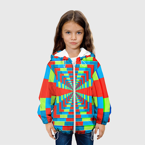 Детская куртка Разноцветный туннель - оптическая иллюзия / 3D-Белый – фото 3