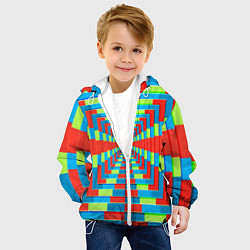 Куртка с капюшоном детская Разноцветный туннель - оптическая иллюзия, цвет: 3D-белый — фото 2