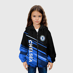 Куртка с капюшоном детская ФК Челси черно синий, цвет: 3D-черный — фото 2