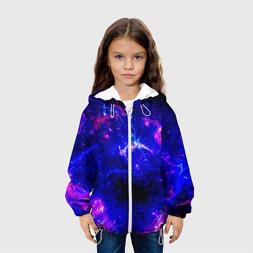 Детская куртка Неоновый космос со звездами / 3D-Белый – фото 3