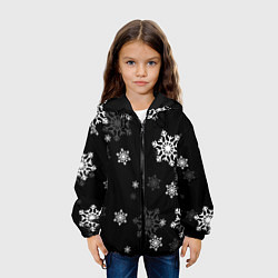 Куртка с капюшоном детская Новогодние снежинки, цвет: 3D-черный — фото 2